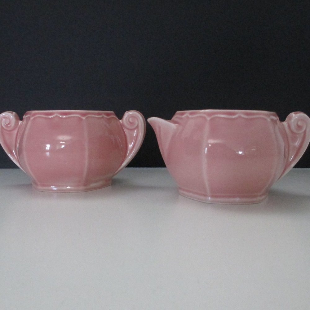 VINTAGE PINK W. S. GEORGE CREAMER & SUGAR BOWL